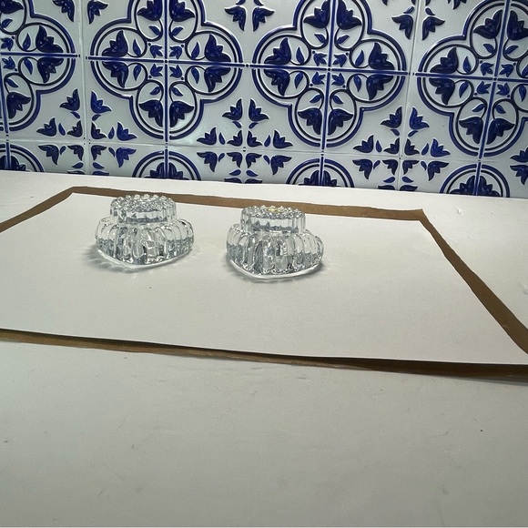 Mikasa Pair Heartfelt Heart Shaped Lead Crystal Taper Candle Stick Holders - Picture 4 of 11